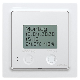 Eltako FUTH55 serie Funksensor Uhren-thermo-hygrostat im E-design55 mit display, polarweiã
