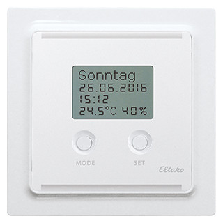Eltako FUTH55 serie Funksensor Uhren-thermo-hygrostat im E-design55 mit display polarweiß