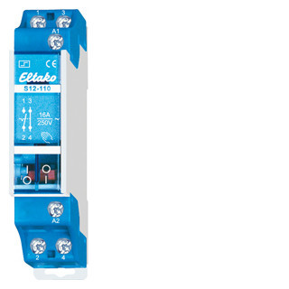 Eltako S12 serie Impulsrelais 1 no + 1 NC potentiaalvrij 16a/250V ac. stuursp. 8vac