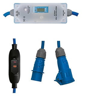 Eltako WSZ155 serie Mobiele 16a 1-fase KWH meter met mid, met cee stekkers en aardlekautom