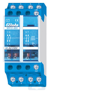Eltako XR12 serie Schakelrelais 4 no 25a/250V ac. stuurspanning 230vac