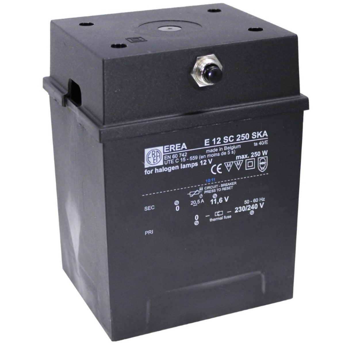 Erea Eénfase veiligheidstransformatoren 1F Elektromagn tfo verlichtingsinstallatie - 230V // 11,6V - 250W