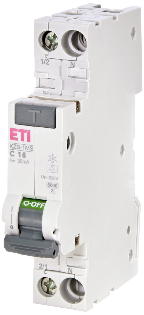ETI Aardlekautomaat KZS Aardlekautom KZS-1M so 10a C 30ma 1P+N 2176213