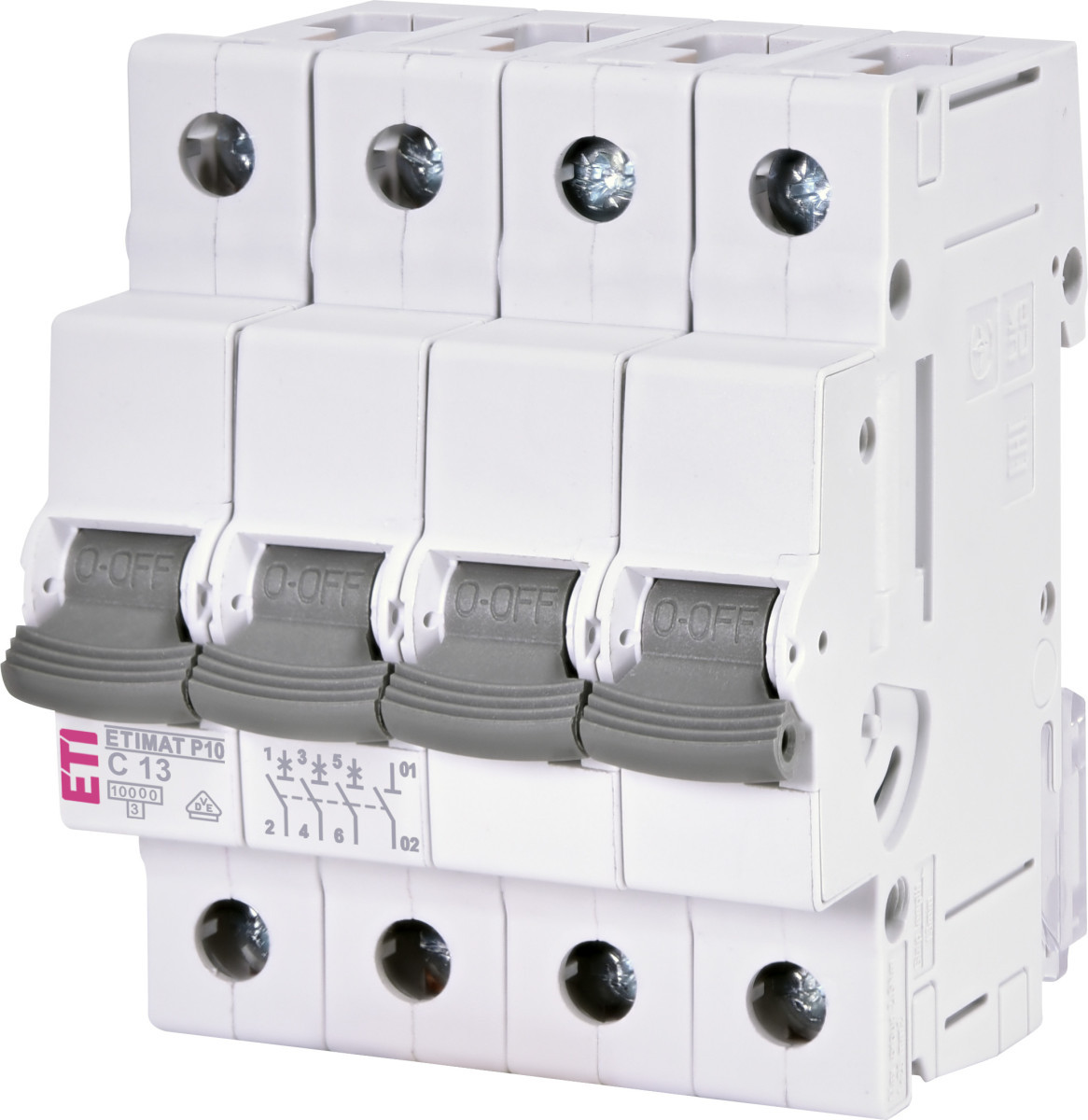 ETI Installatie automaat ETIMAT P10 mat P10 C 13a 4 module 3P+N 10ka 1901429