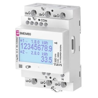 ETI kWh meter 3 Fase KWH-meter 80a 2xso puls evse mid 3 mod