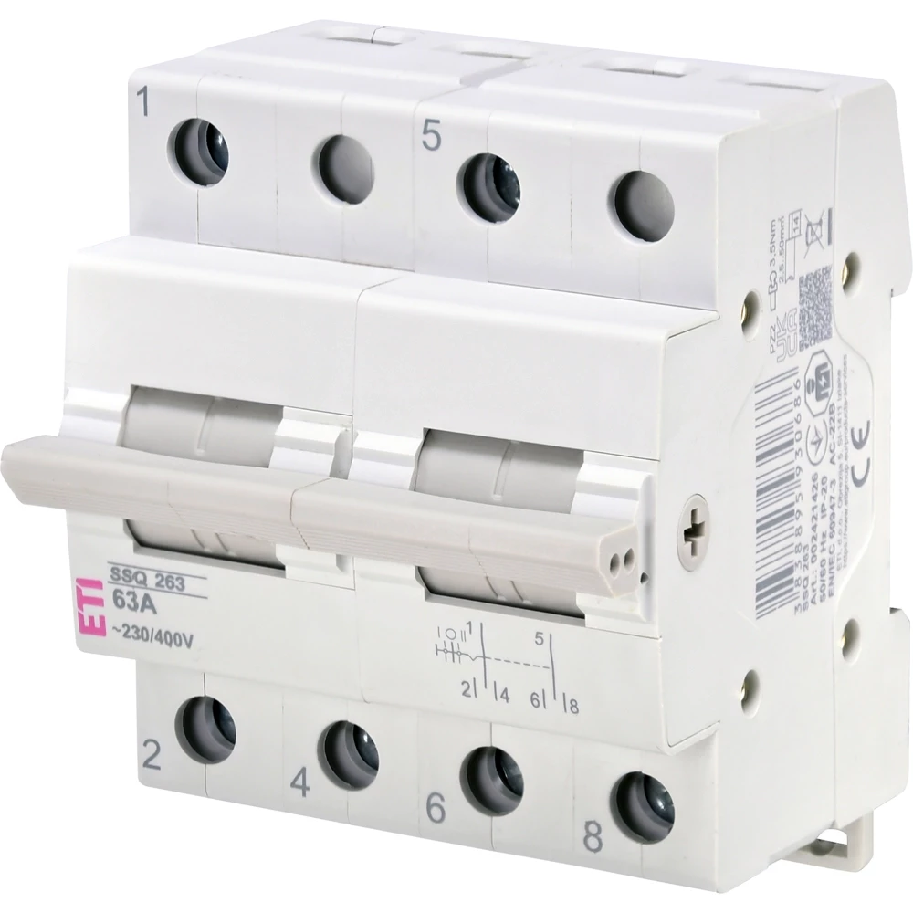 ETI Modulaire omschakelaar Omkeerschak. mod. 2P 63a SSQ263
