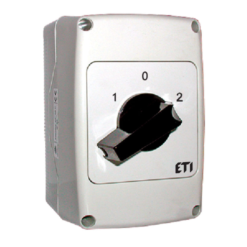 ETI Omkeerschakelaars Omkeersch. 16a 2P 1-0-2 ZW. knop