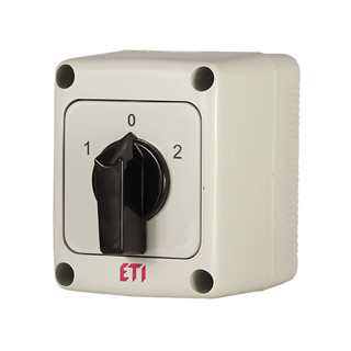 ETI Omkeerschakelaars Omkeersch. 25a 3P 1-0-2 ZW. knop