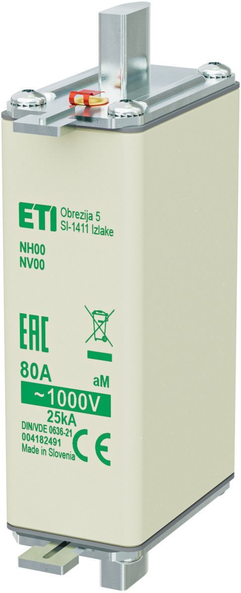 ETI Zekering NH00 aM Zekering NH00/85 am 80a/1000V 4182491