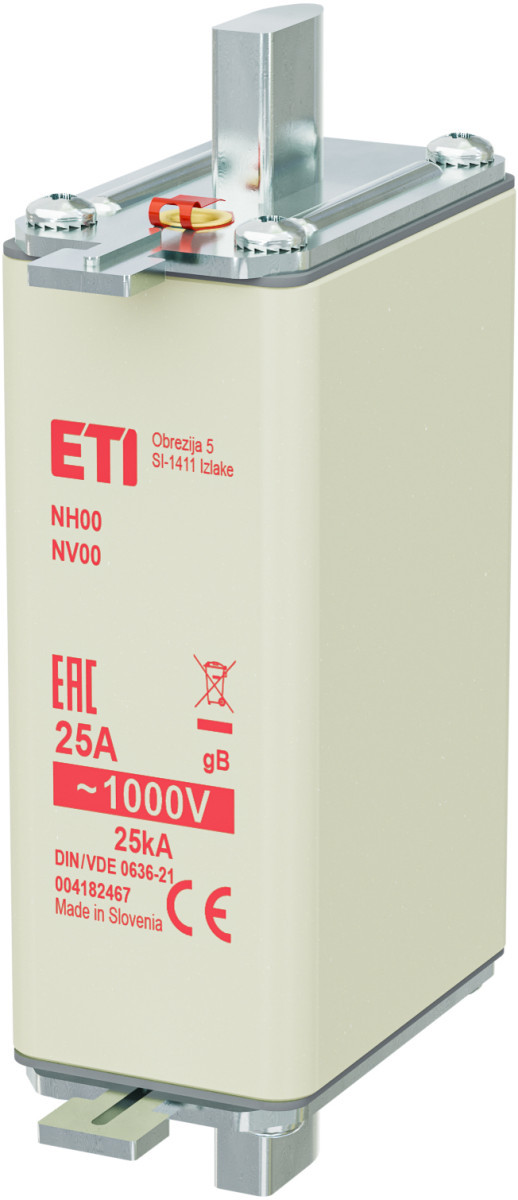ETI Zekering NH00 gB Zekering NH00/78 GB 25a/1000V 4182467