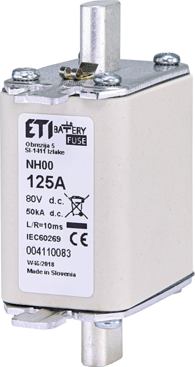 ETI Zekering NH00 gBat Zekering NH00 gbat 125a/80V DC 4110083