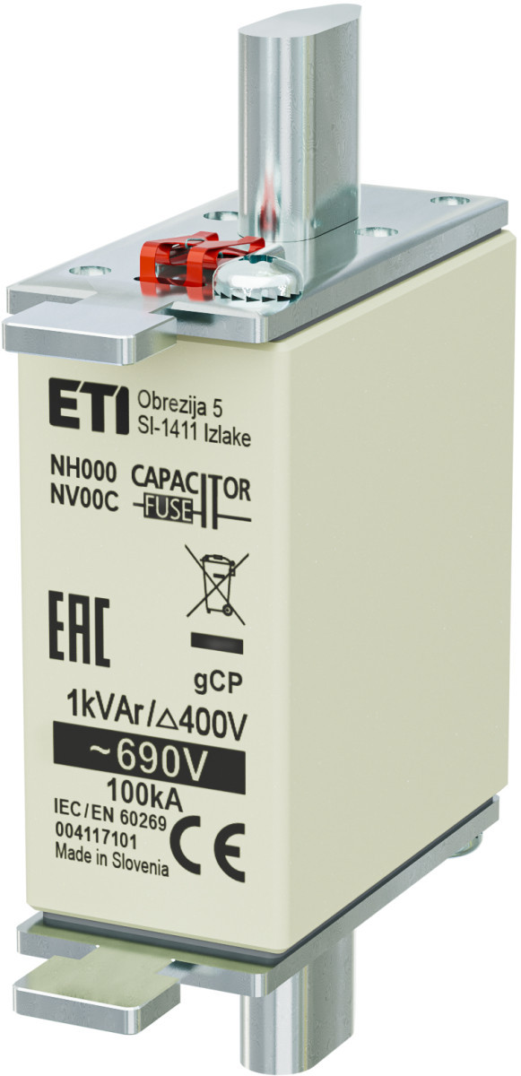 ETI Zekering NH000 gCP Zekering NH000 GCP 1kvar/690V 4117101