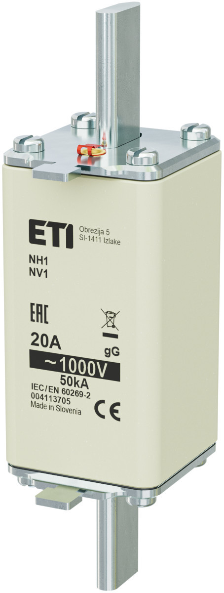 ETI Zekering NH1 gG Zekering NH1/85 GG 20a/1000V 4113705
