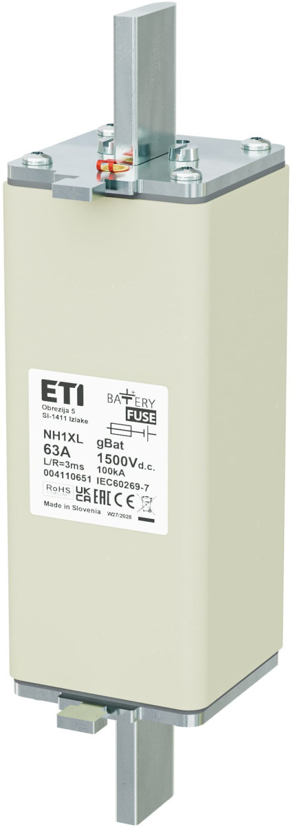 ETI Zekering NH1XL gBat Zekering NH1XL gbat 63a/1500V DC 4110651