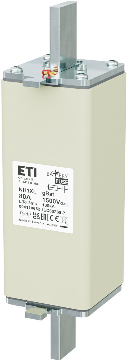 ETI Zekering NH1XL gBat Zekering NH1XL gbat 80a/1500V DC 4110652