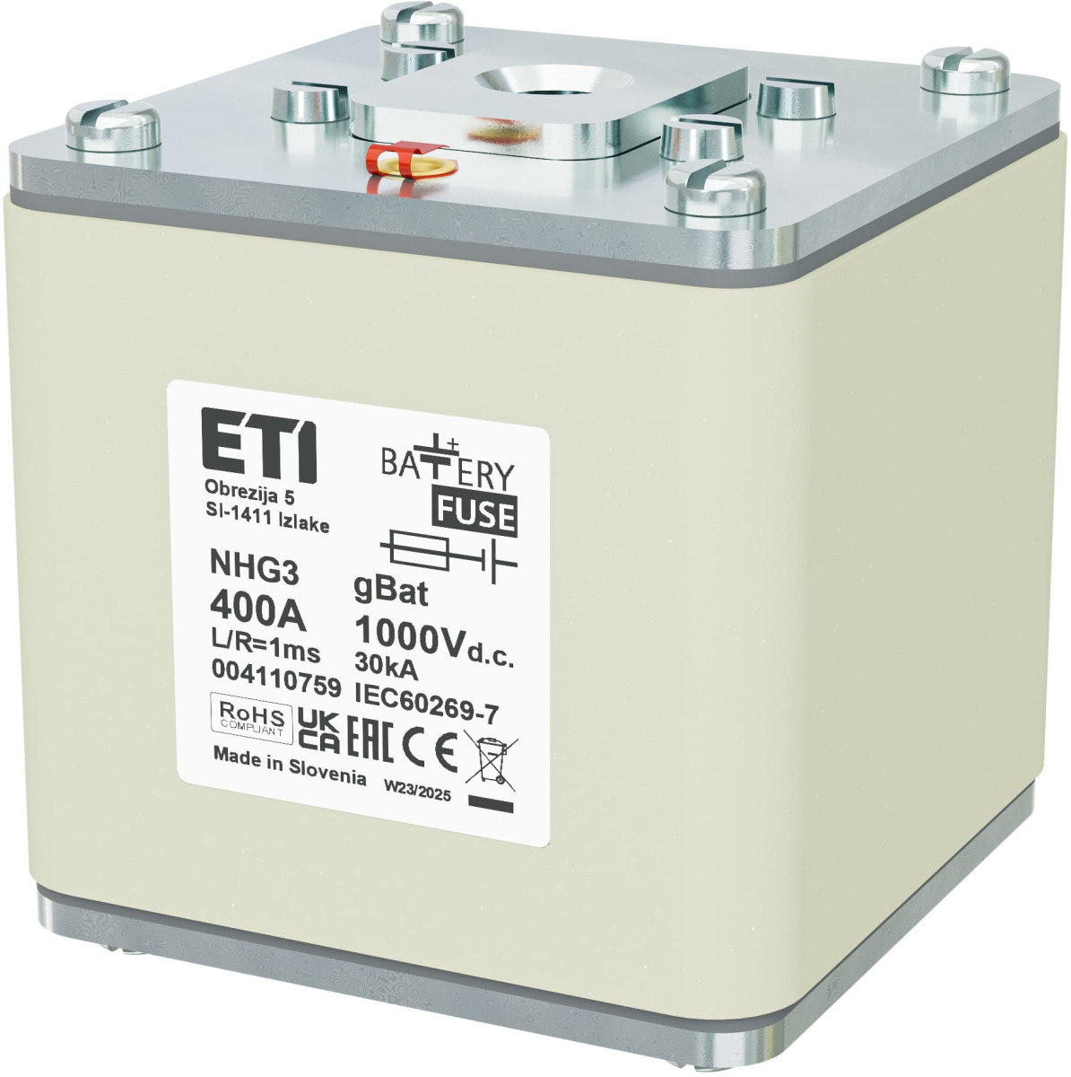ETI Zekering NHG3 gBat Zekering NHG3 gbat 400a/1000V DC 4110759