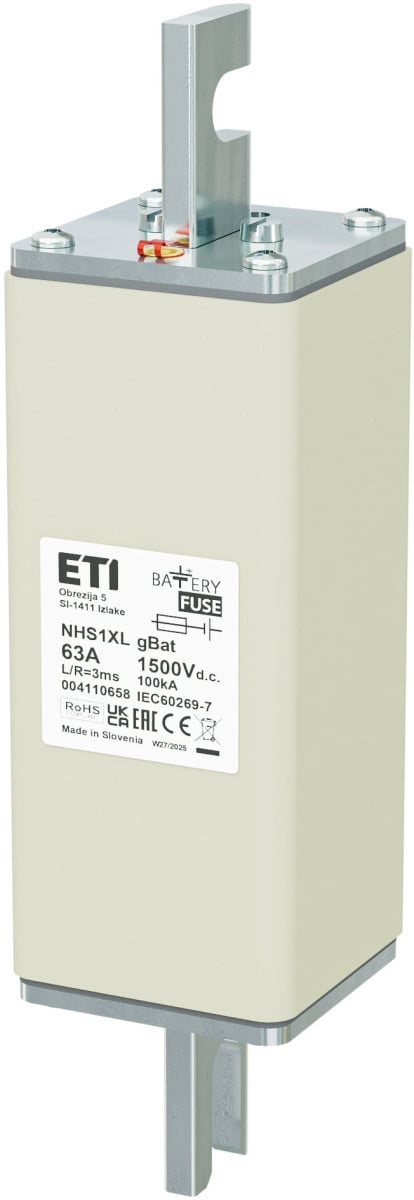 ETI Zekering NHS1XL gBat Zekering NHS1XL gbat 63a/1500V DC 4110658