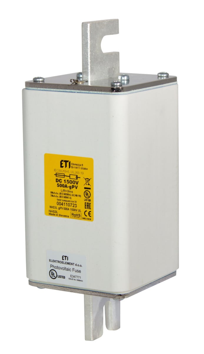 ETI Zekering NHS3L gBat Zekering NHS3L gbat 500a/1500V DC 4110686