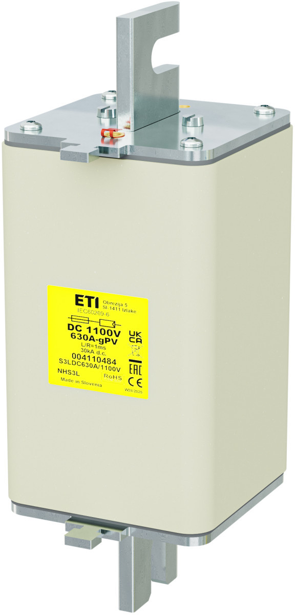 ETI Zekering NHS3L gPV Zekering NHS3L GPV 630a/1100V DC 4110484