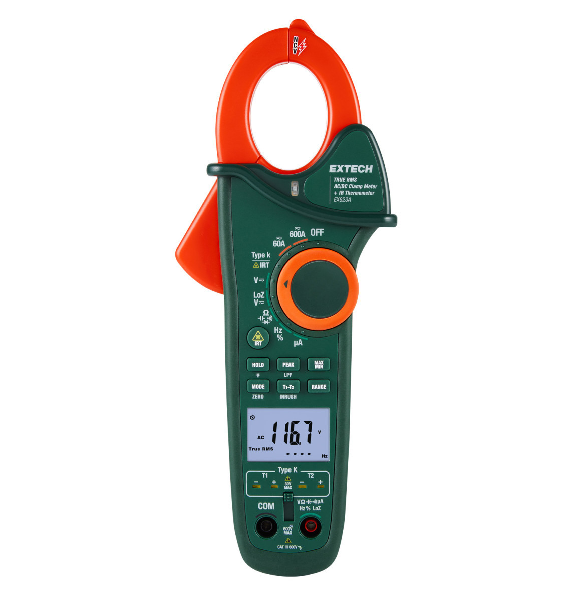 Extech AC/DC stroomtang Dual Ingang ac/DC stroomtang met ir-thermometer en NCV