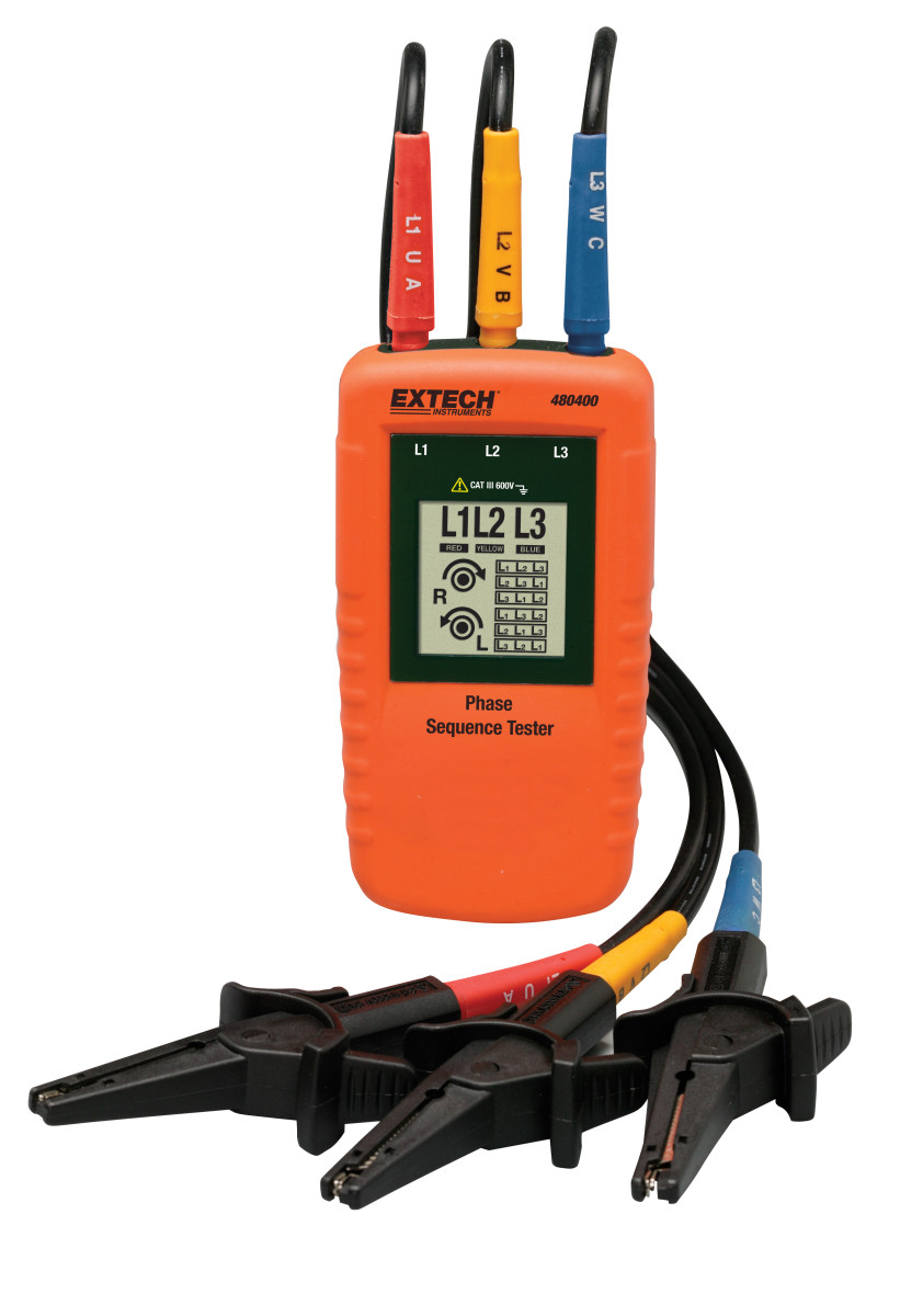 Extech Draaiveld- en fasevolgordetester Fasevolgorde Tester