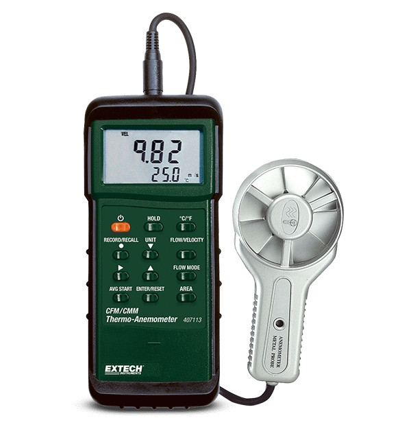 Extech Heavy-Duty luchtstroommeter (CFM) met metalen waaier