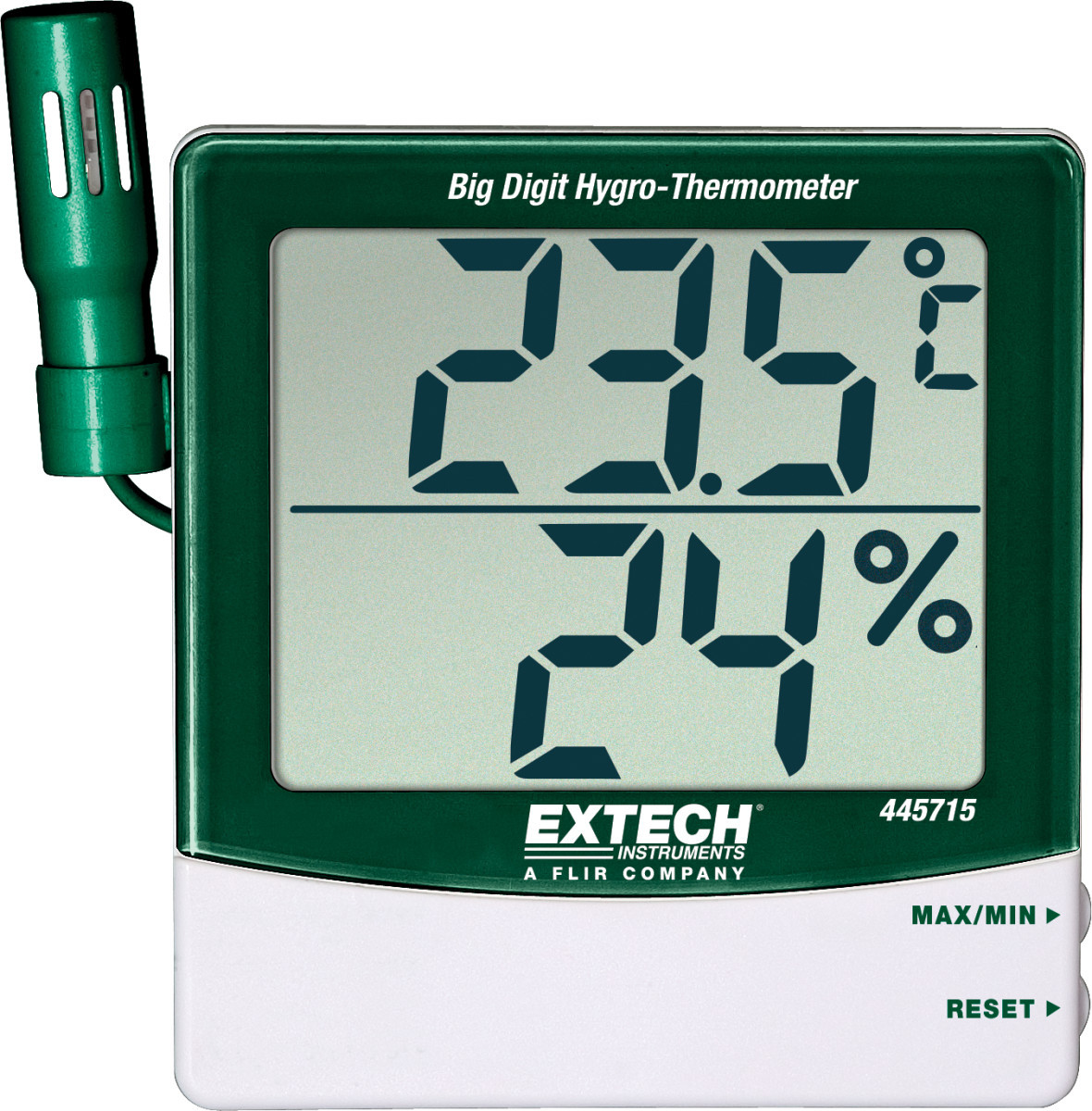 Extech HVAC & IAQ meter + accessoires Big Digit hygro-thermometer met afstands sonde