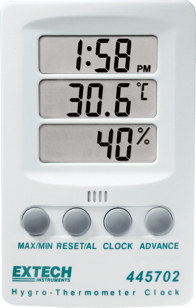 Extech HVAC & IAQ meter + accessoires Hygro-Thermometer met klok
