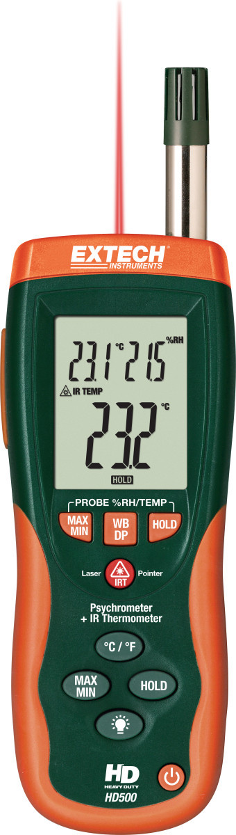 Extech HVAC & IAQ meter + accessoires Psychrometer Met ir thermometer