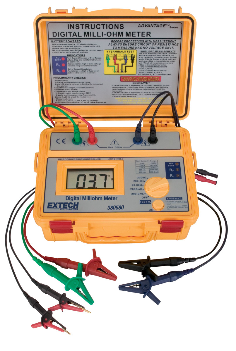 Extech Micro ohmmeter Batterij Gevoede milliohmmeter