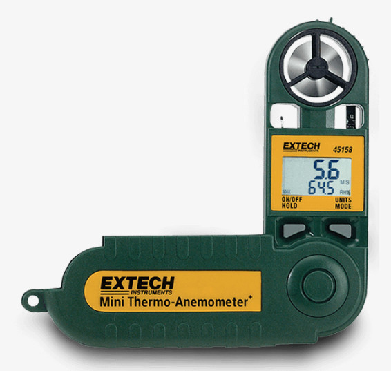 Extech Mini Vocht, temperatuur en luchtsnelheidsmeter