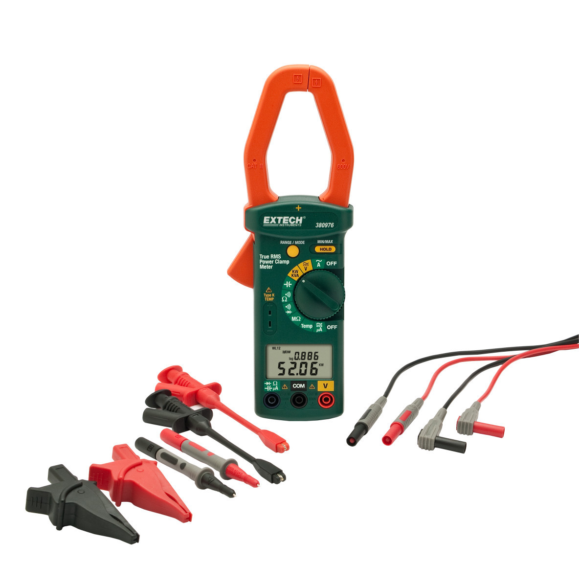 Extech Power Quality analyzer 1-Fase/ 3-fasen 1000a ac stroomtang meter kit