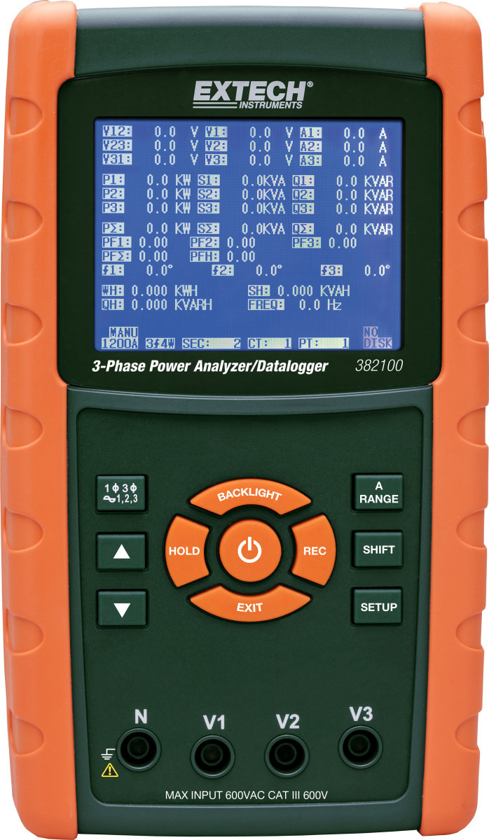 Extech Power Quality analyzer 1200a 3-fasen vermogensanalysator/datalogger