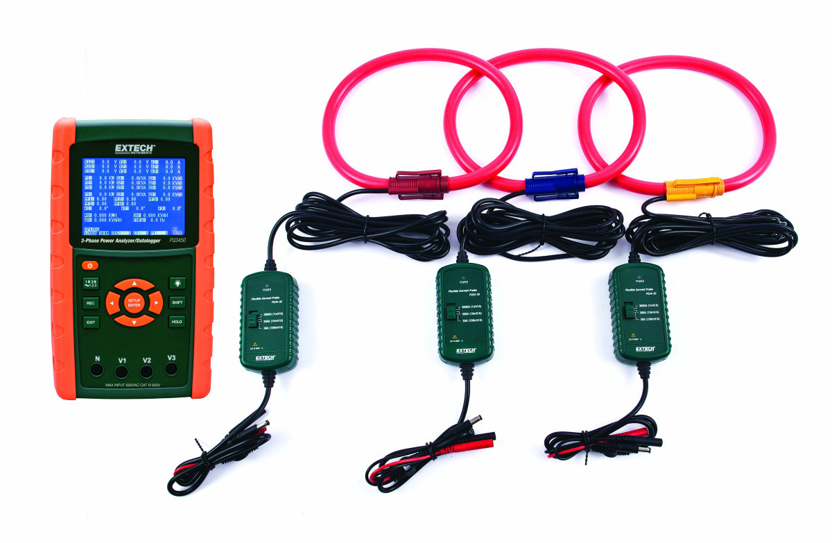 Extech Power Quality analyzer 3000a 3-fasen vermogensanalysator/datalogger kit