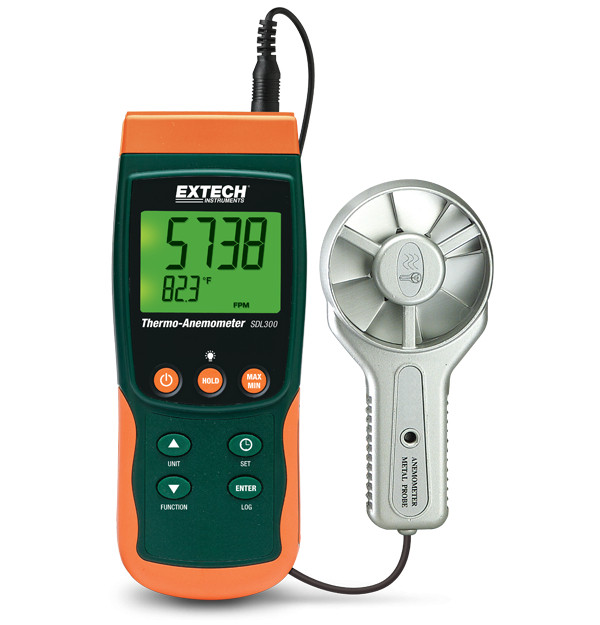 Extech Thermo-Anemometer met metalen waaier en SD-kaart datalogger