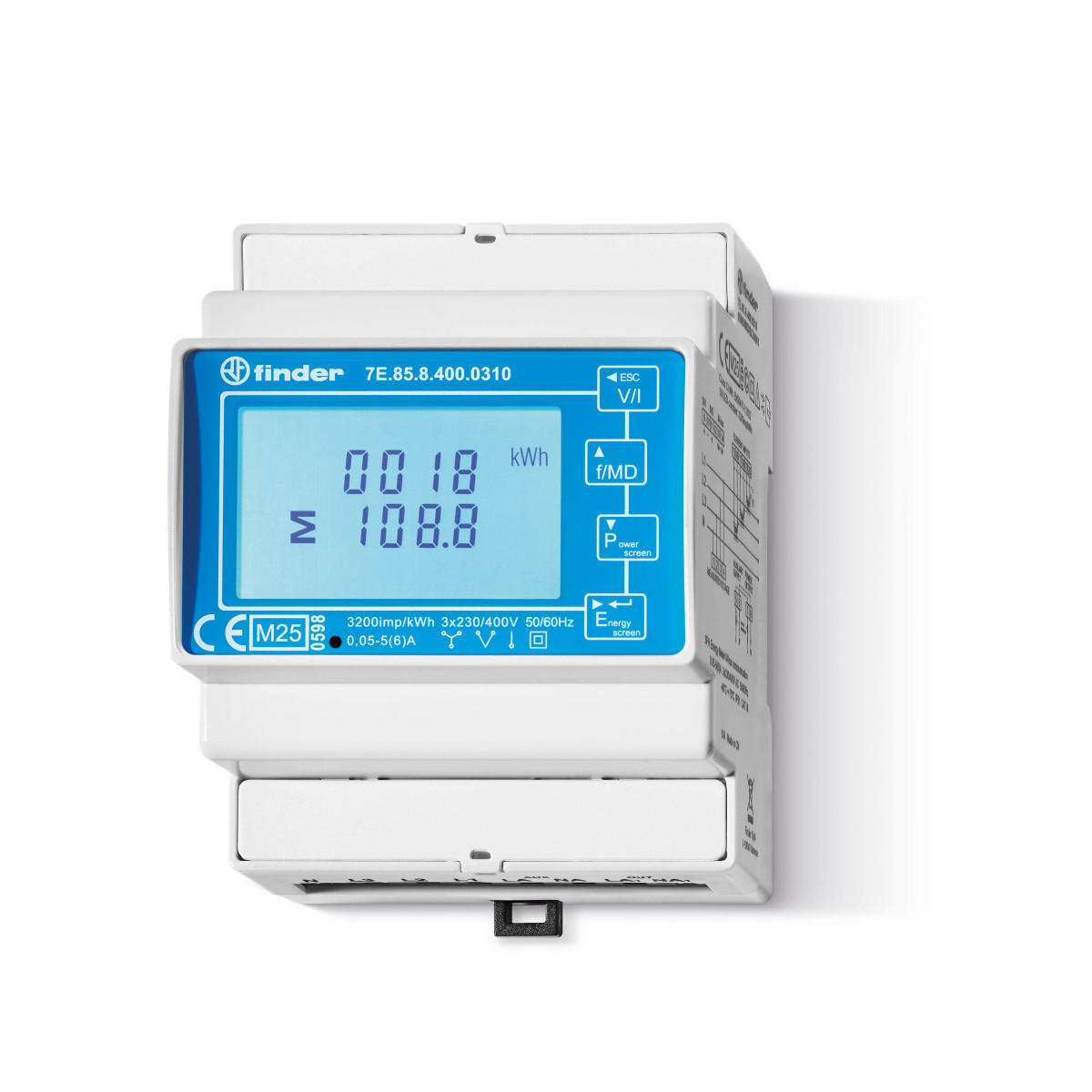 Finder 7E Fin KWH MTR 3x6a D+N LCD mid M-bus+2xso