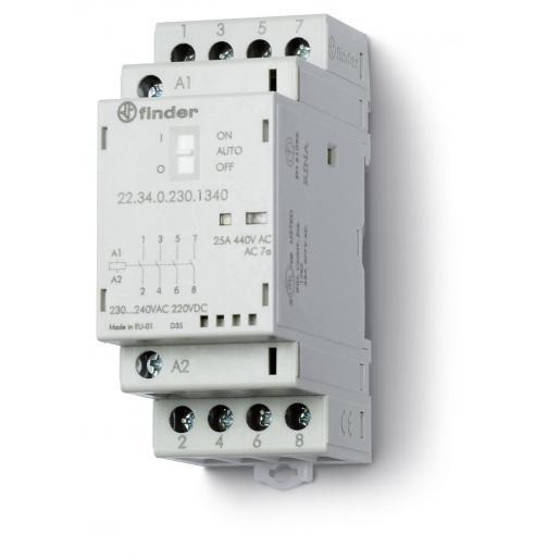Finder 22 magneetschakelaar ac/DC 4KW 10a ac3 schroefaansluiting 3cont