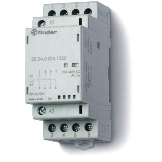 Finder 22 magneetschakelaar ac/DC 4KW 10a ac3 schroefaansluiting 4cont