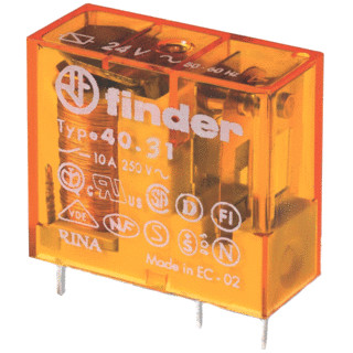 Finder 40 schakelrelais nom.stuurstroomsp.24V ac 1 wiss.cont.