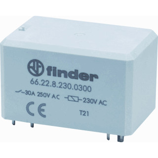 Finder 66 schakelrelais nom.stuurstroomsp.230V ac 2 wiss.cont.