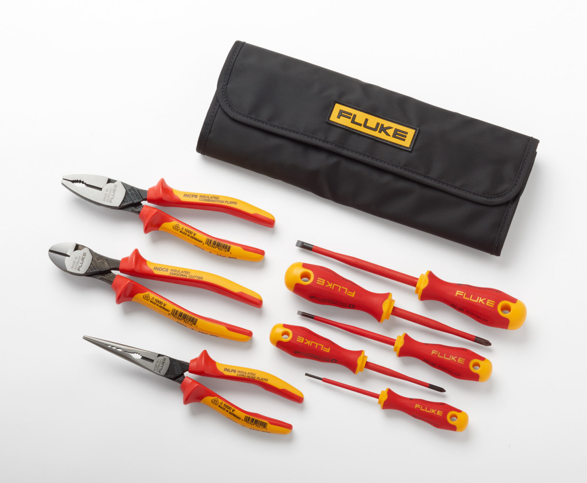 Fluke Gereedschapset Set Met geïsoleerd handgereedschap: 5 schroevendraaiers en 3 tangen