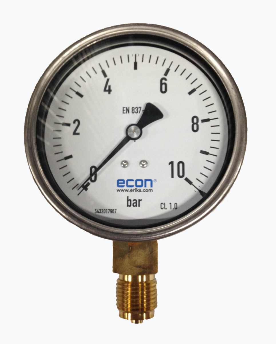 Gavilar Manometers Manometer 0 - 10 mbar kast RVS 100MM 1/2"R