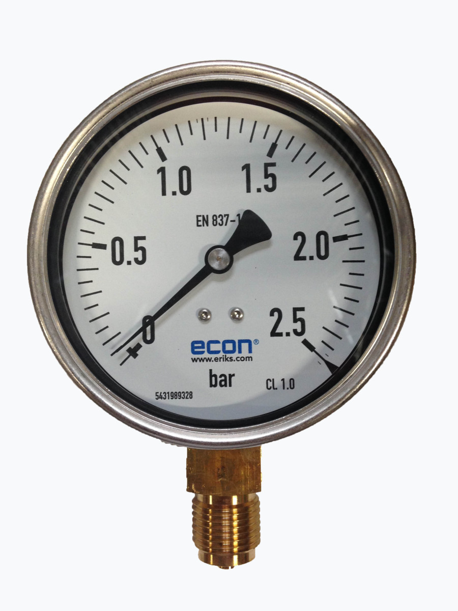 Gavilar Manometers Manometer 0 - 2,5 bar kast RVS 100MM 1/2"R