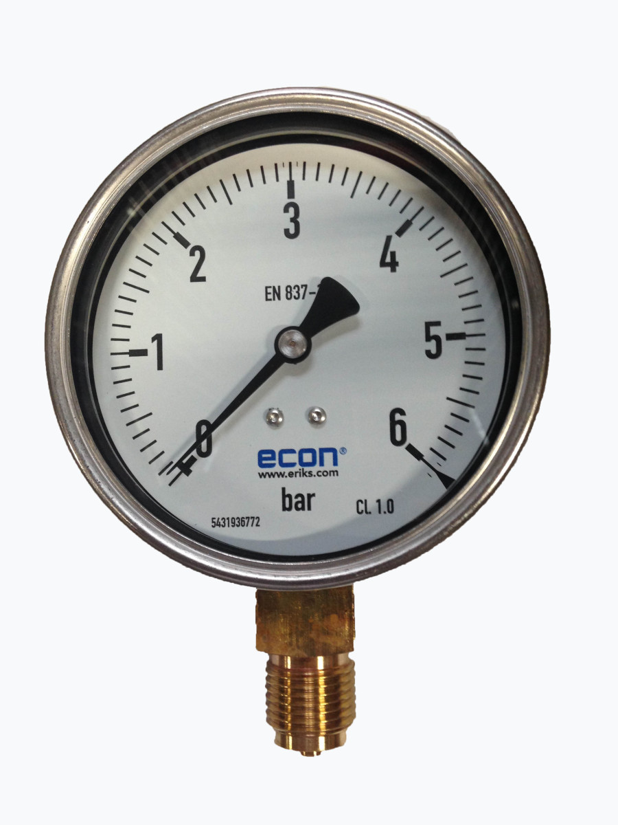 Gavilar Manometers Manometer 0 - 6 bar kast RVS 100MM 1/2"R