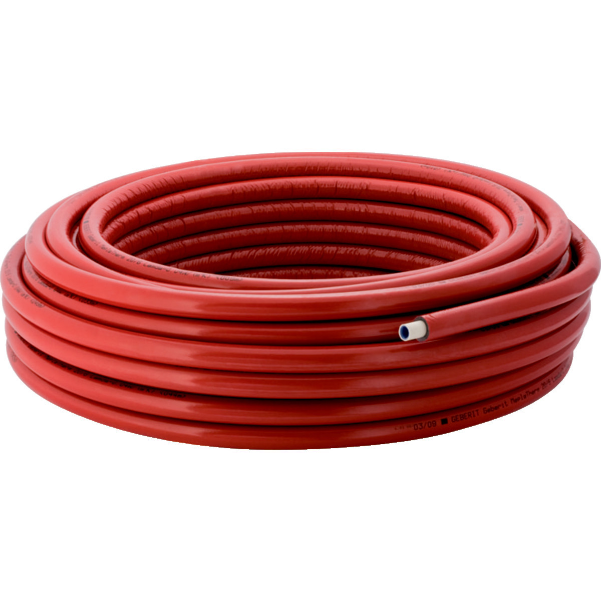 GEBERIT FlowFit ML-therm CV-buis wit 6MM isolatie rood rol 50M D16