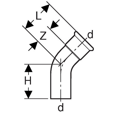 GEBERIT KOPER GAS BO 45GR M/S 28