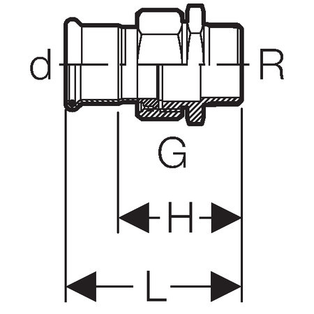 GEBERIT RVS 22X1/2"BU