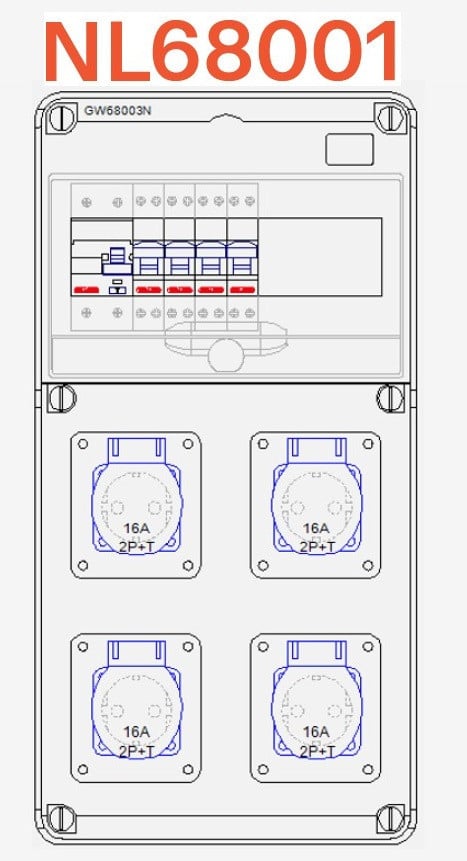 Gewiss 68 Q-DIN-NL 68 Q-din kast 4xschuko