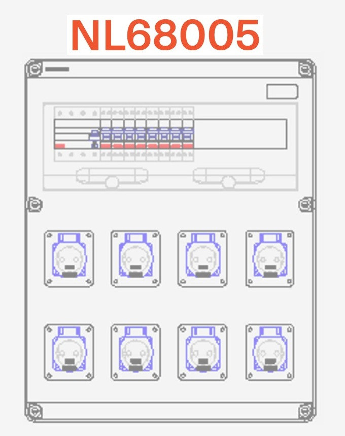 Gewiss 68 Q-DIN-NL 68 Q-din kast 8xschuko