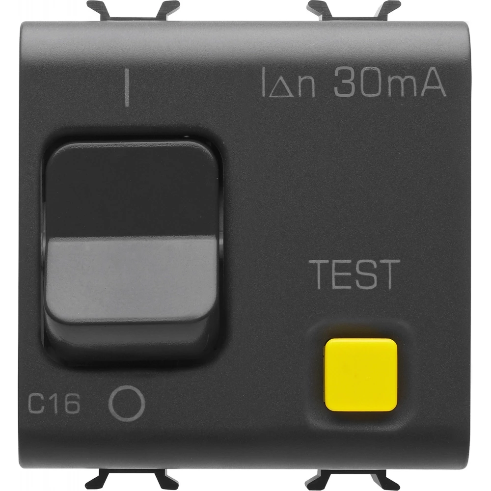 Gewiss 90 AM-serie Chorusmart Aardlekautomaat 1P+N C16 A 30 ma - 2 module - satijn zwart